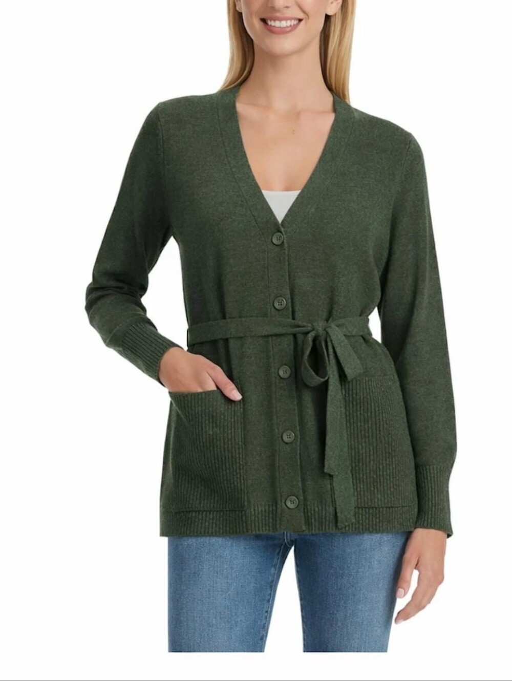 NWT Splendid Women's Belted Cardigan Sweater Green Size S